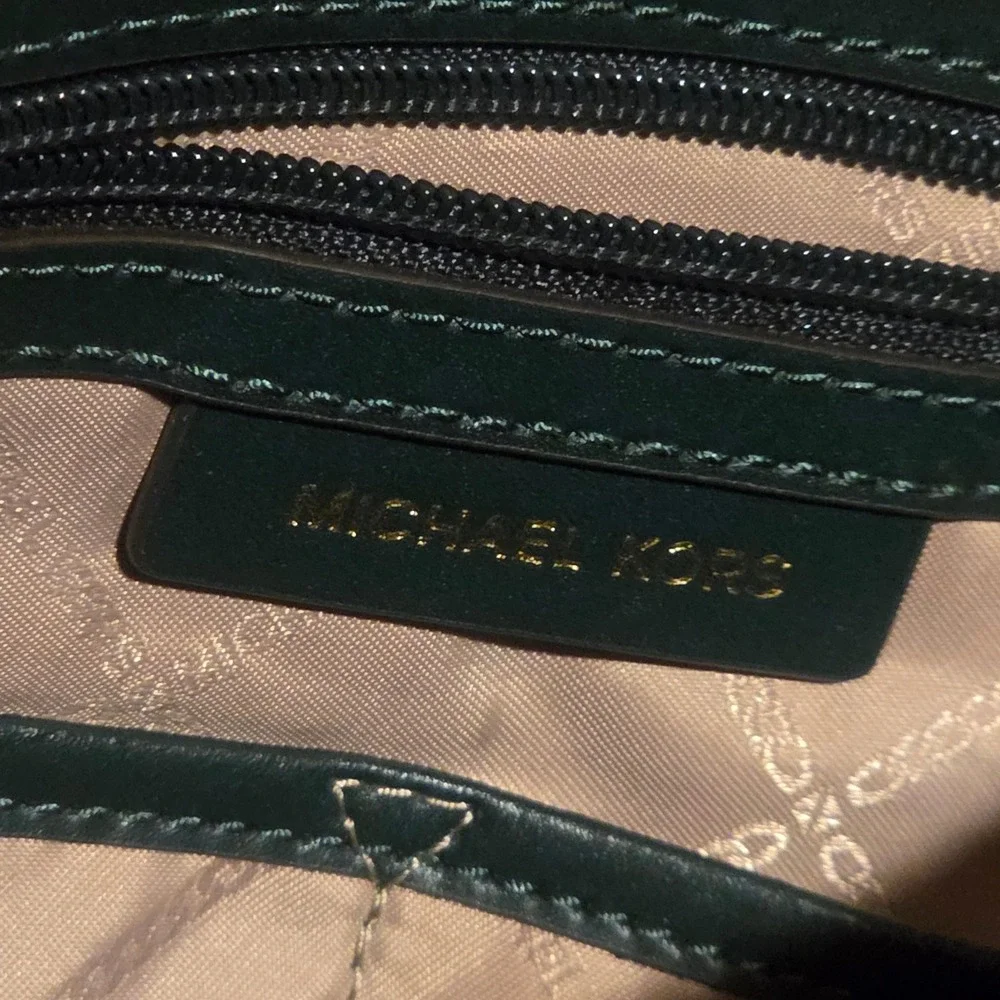 Michael Kors Hobo Bag Women Large Teal Green Excellent Pebbled Leather Gold Logo